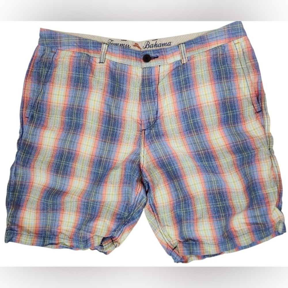 Tommy Bahama Multicolor Plaid Men's Flat Front Shorts size 36